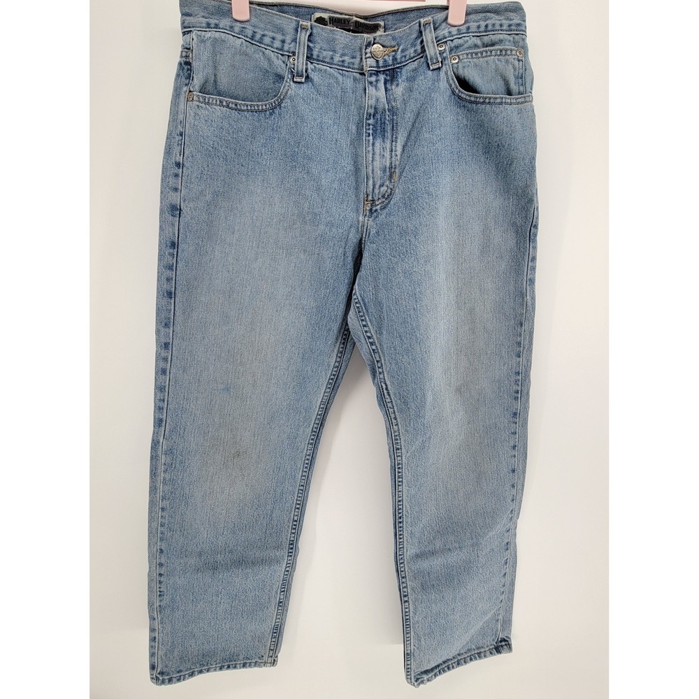 Harley Davidson Men Traditional Fit Jeans Blue Motorcycle Denim 34x30 99031-13VM